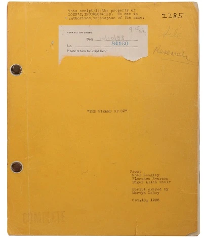 The Wizard of Oz complete shooting script. (MGM, 1939)