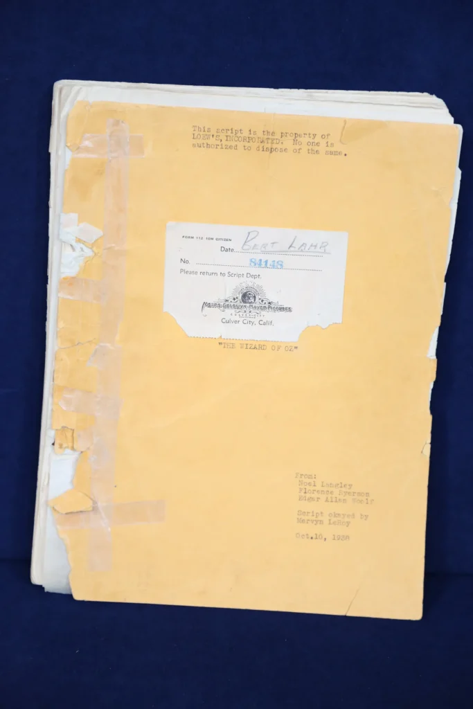Bert Lahr Wizard of OZ Script.